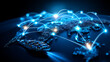 © Nataliya - Artificial intelligence and international logistics concept visualization featuring world map with interconnected supply chain network and container vessel for import-export operations,