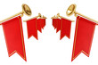 © Destina - Trumpets with red flags on transparent background. 3D illustration