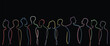© Raxzen - Many people crowd concept on black background, diverse group of human silhouettes, social community, population and society theme, abstract contemporary illustration