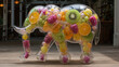 © Kristina - Balloon elephant made of clear latex, vibrant tropical fruits floating inside its body