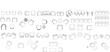 © Riki - Comprehensive collection of technical vector symbols for public seating and waiting areas in top view, featuring airport-style tandem seating, theater chairs, lounge arrangements, and cafe sets.