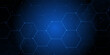© Nurulqamariyahelroma - Abstract geometric blue lines on dark blue background with lighting effect. Modern technology futuristic digital patterns. Hexagon geometry structure. Vector illustration