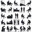© Jamshadul - Collection of various human silhouettes in different sitting and lying positions and activities daily life