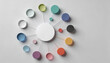 © Giggles - 3D stakeholder map with hollow nodes, minimal hub network diagram for business collaboration and project governance, clean copyspace background