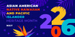 © dsnovik - Asian american, native hawaiian and pacific islander heritage month 2026. Vector banner for social media. Illustration with text. Asian Pacific American Heritage Month on blue background