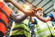 © tai - Mission vision business corporate team building corporate teamwork industry job.Mission strategy for start up business people holding hands fist bump together. Leadership Mission vision values Concept