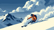 © Maureen - Dynamic winter sports scene with skier on snowy mountain