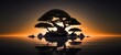 © Heni - silhouette of banyan bonsai ,generative AI