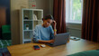 © Татьяна Епанешникова - Angry asian woman work laptop home. Girl fail task. Female employee failure. Busy person use broken pc. Online computer freelance distant remote job. Worker ruined career, loss start up money. Bad day