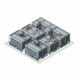 © Agus - Isometric view of a modern city block with multiple buildings.