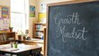 © Peace Frame - Growth Mindset message on a chalkboard in a cozy classroom setting, inspiring learning and development
