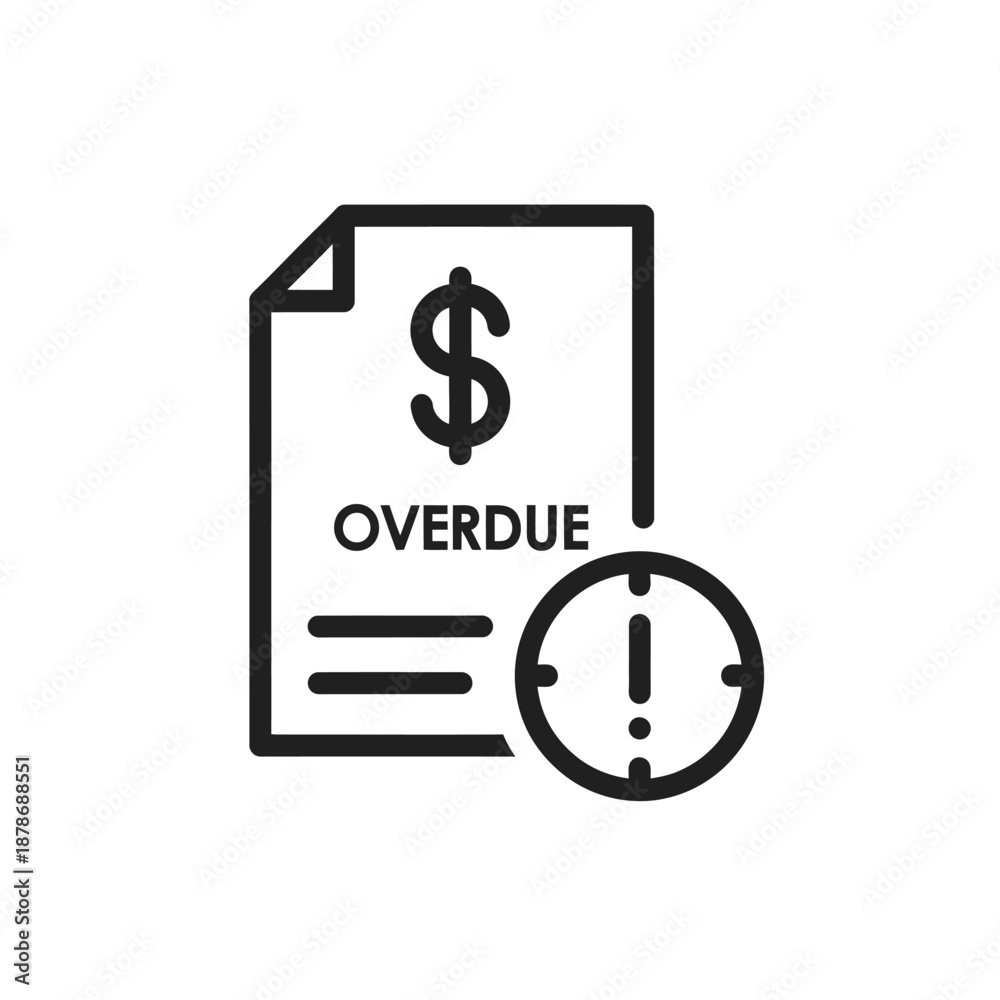 Overdue Payment Notice with Clock and Document Icon for Financial ...