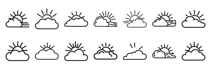 Naklejka na meble Outline icon set of  holiday beach sunrise , Holi day vector icons.