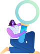 © Lyn Lee - Vector illustration of a person holding a magnifying glass searching, studying, and observing.