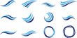© Garun Creative - Abstract blue wave and swirl logo icons set for water motion and modern branding design