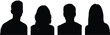 © VectoBloom - male female avatar silhouettes set, front view user profile heads, anonymous people icons, isolated black vector illustration