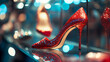 © Natalia Klenova - Sparkling Red High Heel Shoe on Display in Store