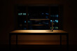 © CreativeAI-2 - a desk lamp sits on a table in a dark room with a window high quality professional detailed modern elegant stylish clean crisp vibrant colorful digital
