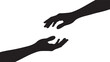 © musanna - Black vector illustration of a business person's arm and hand silhouette making a palm gesture symbol with fingers to sign a concept of people and handshake