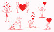 © Crafted Canvas - Valentine Stick Figure Love Illustration Set with Hearts, Cute Romantic Couple and Character Collection Artwork for Valentine Designs