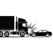 © MSTRAHELA - A black silhouette depicting a semi truck colliding with a passenger car