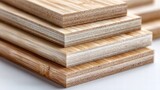 Close-up of stacked bamboo plywood boards