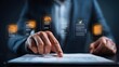 © Nail - Businessman managing digital procurement with contracts and invoices. Concept: Digital procurement, B2B sourcing, vendor management, supply chain operations, paperless business processes, enterprise w