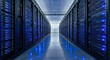 © sxcd - Data Center Server Room Featuring Rows of Racks with Blue LED Lights