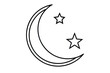 © Pinak - crescent moon with stars line art silhouette vector illustration