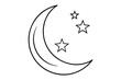 © Pinak - crescent moon with stars line art silhouette vector illustration