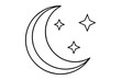 © Pinak - crescent moon with stars line art silhouette vector illustration