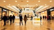 © Rahman - Blurred view of people walking and shopping in a modern, brightly lit shopping mall with escalators and stores, creating a dynamic atmosphere of consumerism and retail activity