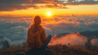 © Pakhnyushchyy - woman meditating on the mountains on the sunrise