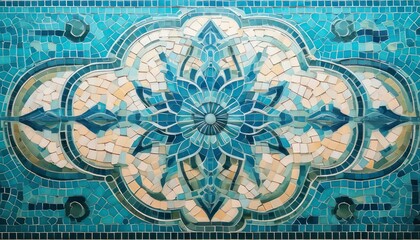  Intricate Floral Mosaic Design with Geometric Patterns and Vibrant Colors.