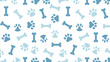 © rochmuch - Seamless light blue dog paw and bone pattern on white background for pet shop branding and fabric design