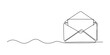 © Single Line Art - Continuous line drawing of an open envelope and letter on a white background Vector, illustration