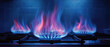 © javu - Blue gas flame on stovetop burner creating warm colorful glow and motion