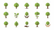 © Akik - Collection of stylized green trees and saplings for environmental themes.
