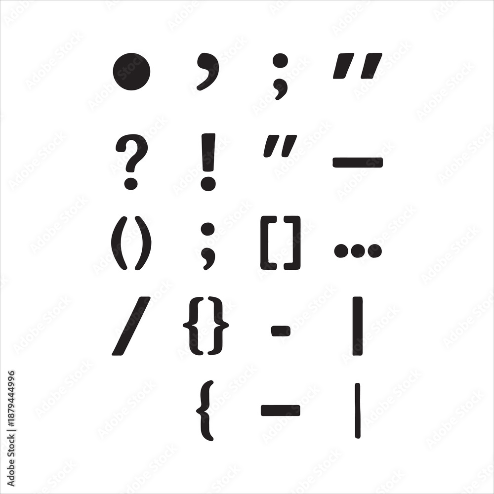 Collection of punctuation marks and mathematical vector symbols, Bold ...