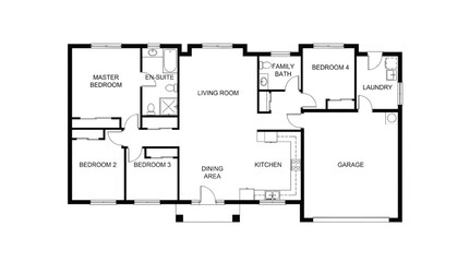 Naklejka na meble Modern four bedroom house floor plan with garage