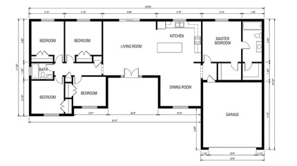 Naklejka na meble Modern four bedroom house floor plan with garage