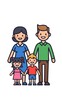 © Yan - Cartoon happy family of four standing together