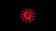 © Honest_boy - Red neon glowing virus with spherical core and spiked proteins on dark Generate title without using the word 'Title:' before it. background