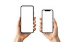 © Bodrul - Two smartphones with blank screens held by a person