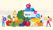 © PDWN Creative - Healthy food and vitamin vector illustration for nutritional education and wellbeing