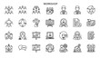 © MDKAMRUL - Business workshop line icons vector set for teamwork coaching and corporate training