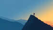 © Broccolini - business success mountain climbing metaphor, silhouette of hiker reaching peak at sunrise, conceptual leadership and achievement landscape