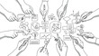 © Maureen - Collaborative teamwork hand drawn concept with diagrams and charts
