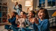 © Logo - Children watching a movie and clapping with excitement.