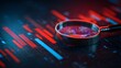 © Taiwo - Stock market forensic financial trends. Magnifying glass digital data analysis financial market research. Magnifying glass money reports analysis trend. Market analysis stock market trading chart.